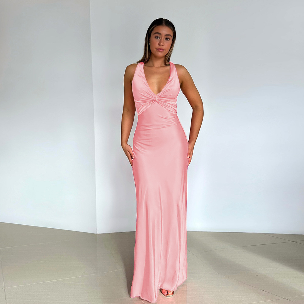 Zahara | Elegante Dames Mouwloze Avondjurk V-hals en Lange A-lijn
