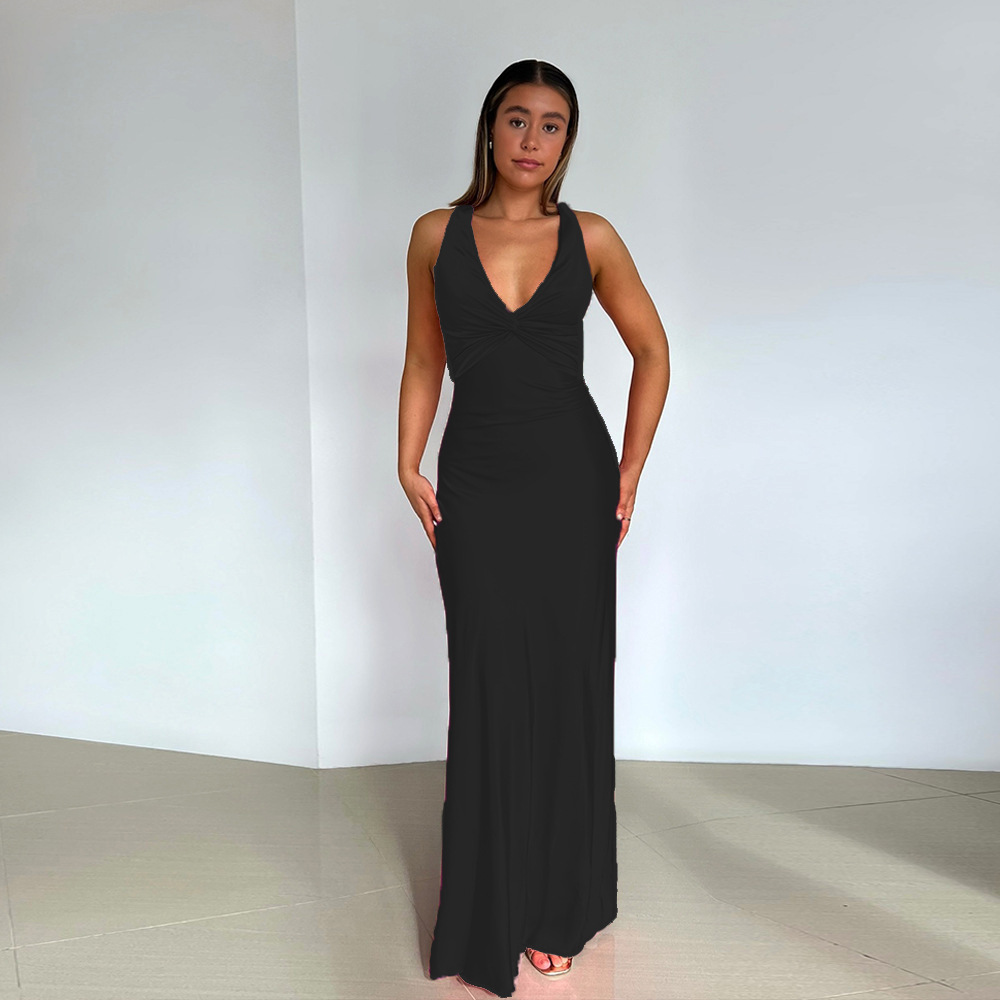 Zahara | Elegante Dames Mouwloze Avondjurk V-hals en Lange A-lijn