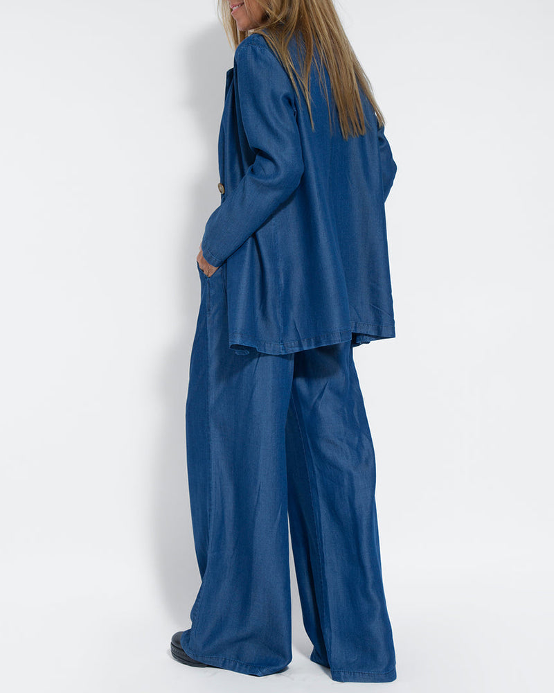 EVITA ™ | Linnen Elegante 2-Delige Set - Wijde Broek & Vest