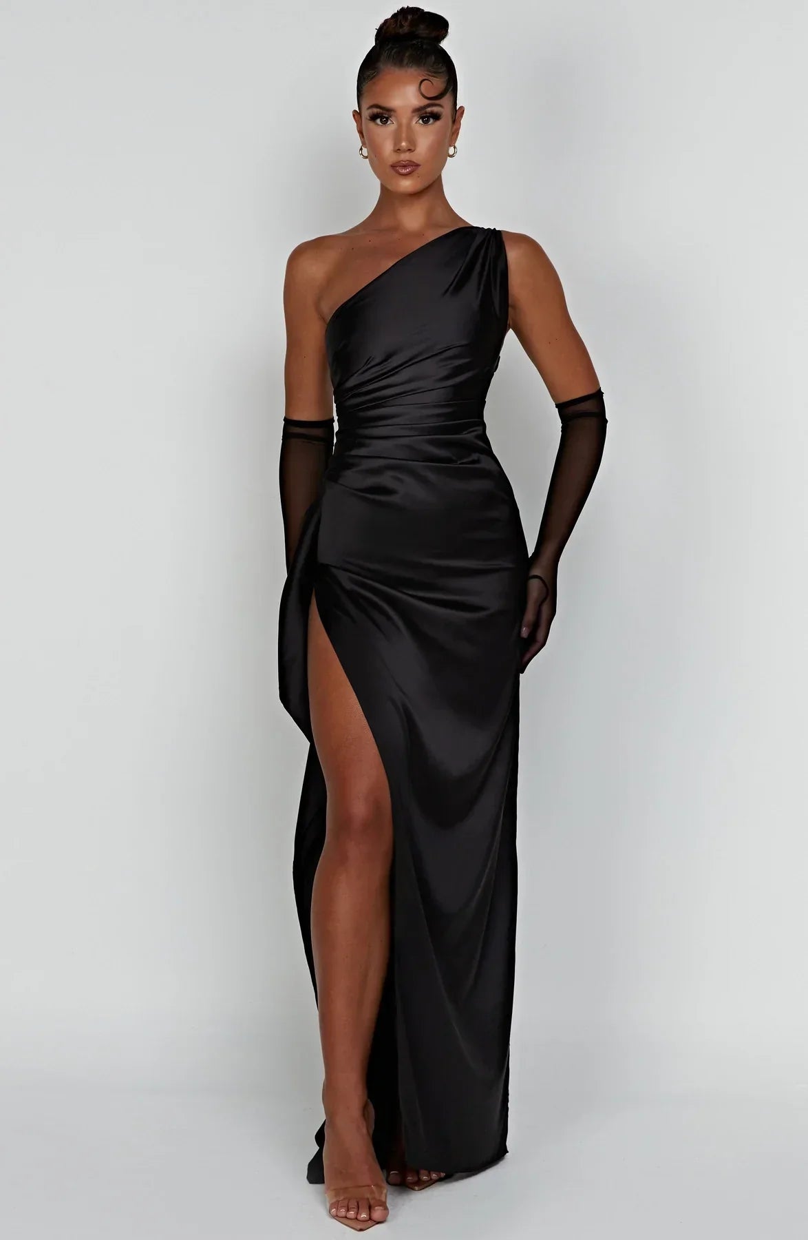 JEMMA ™ | Elegante Satijnen Splitjurk met één Schouder