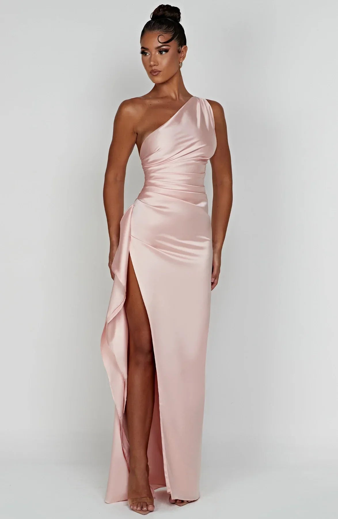 JEMMA ™ | Elegante Satijnen Splitjurk met één Schouder