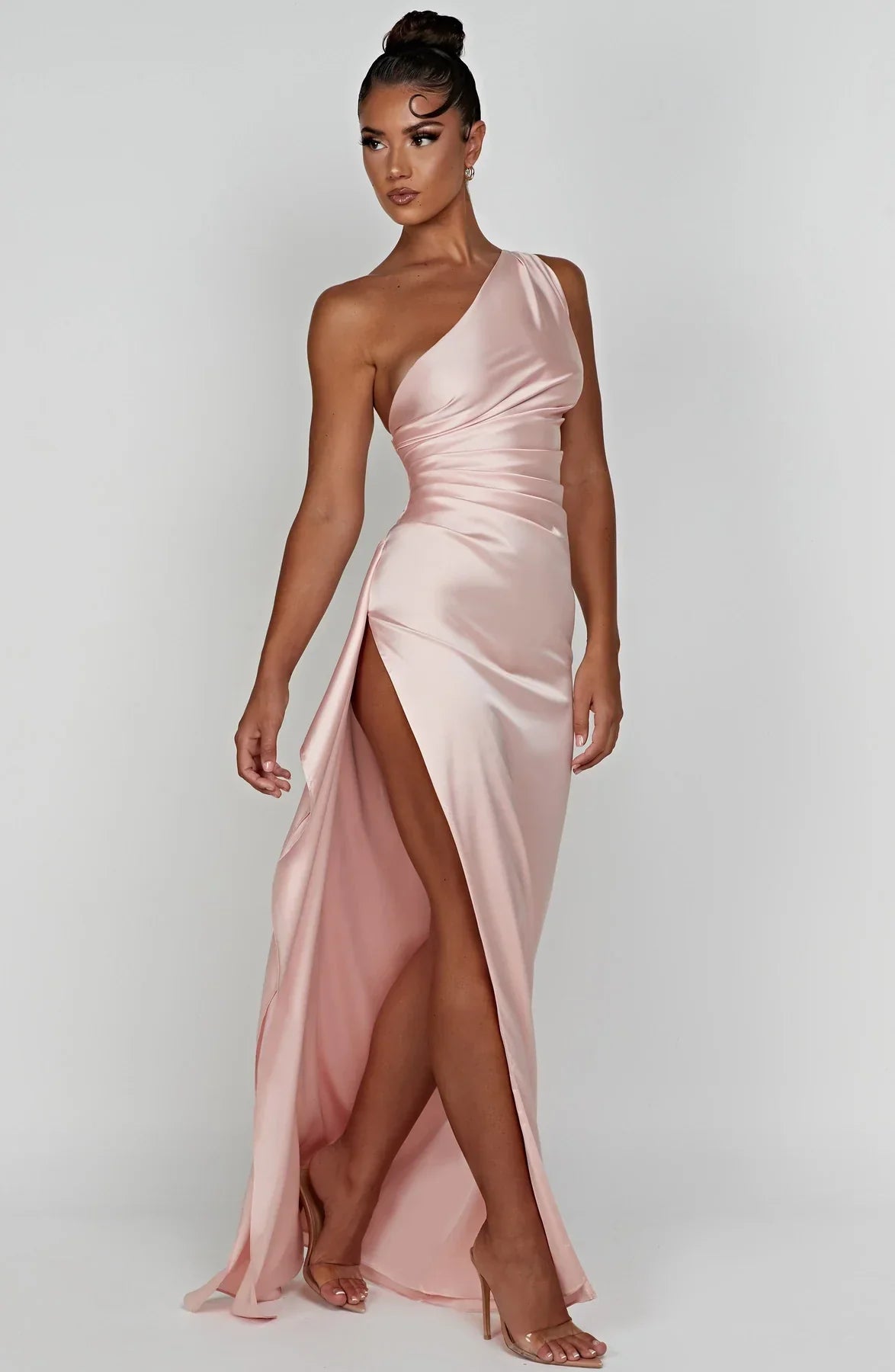 JEMMA ™ | Elegante Satijnen Splitjurk met één Schouder