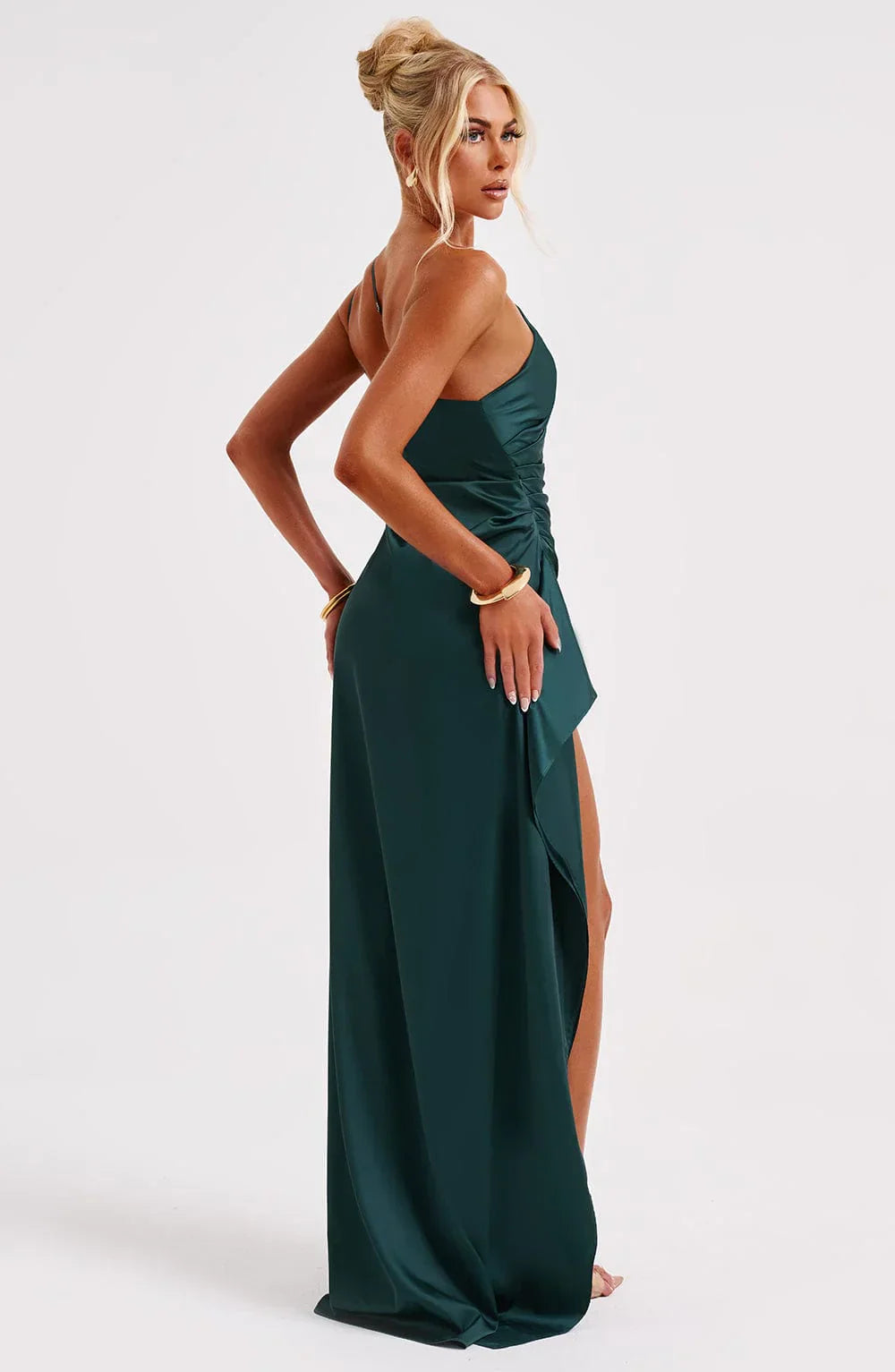 JEMMA ™ | Elegante Satijnen Splitjurk met één Schouder