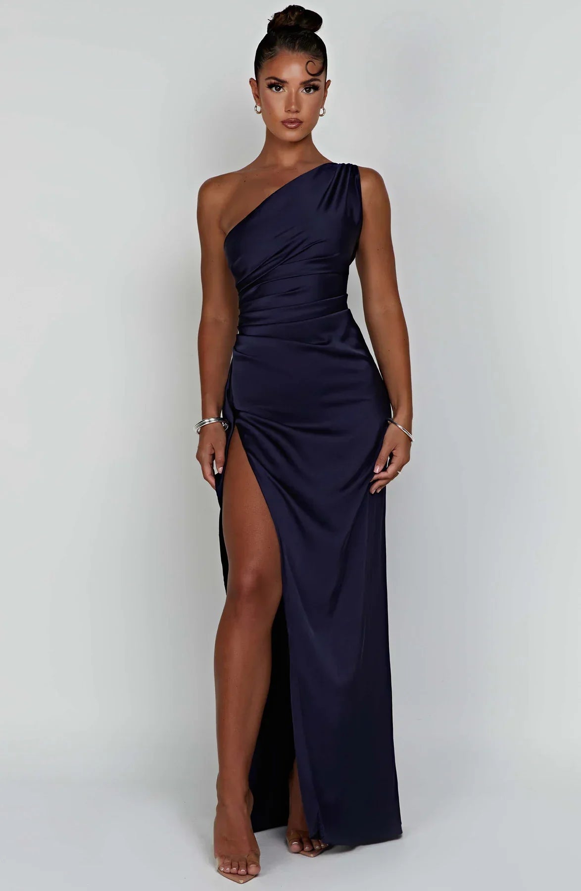JEMMA ™ | Elegante Satijnen Splitjurk met één Schouder