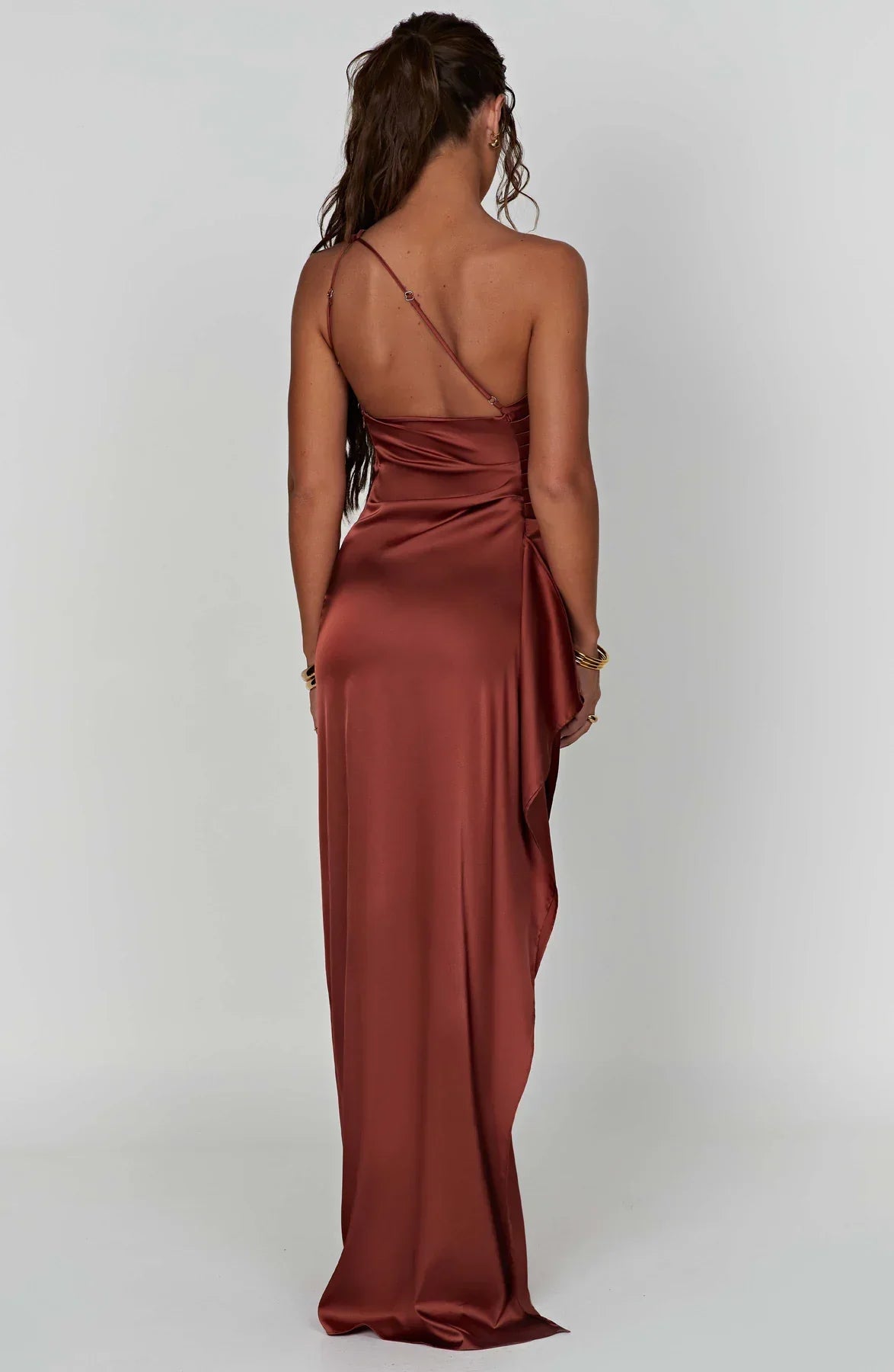 JEMMA ™ | Elegante Satijnen Splitjurk met één Schouder