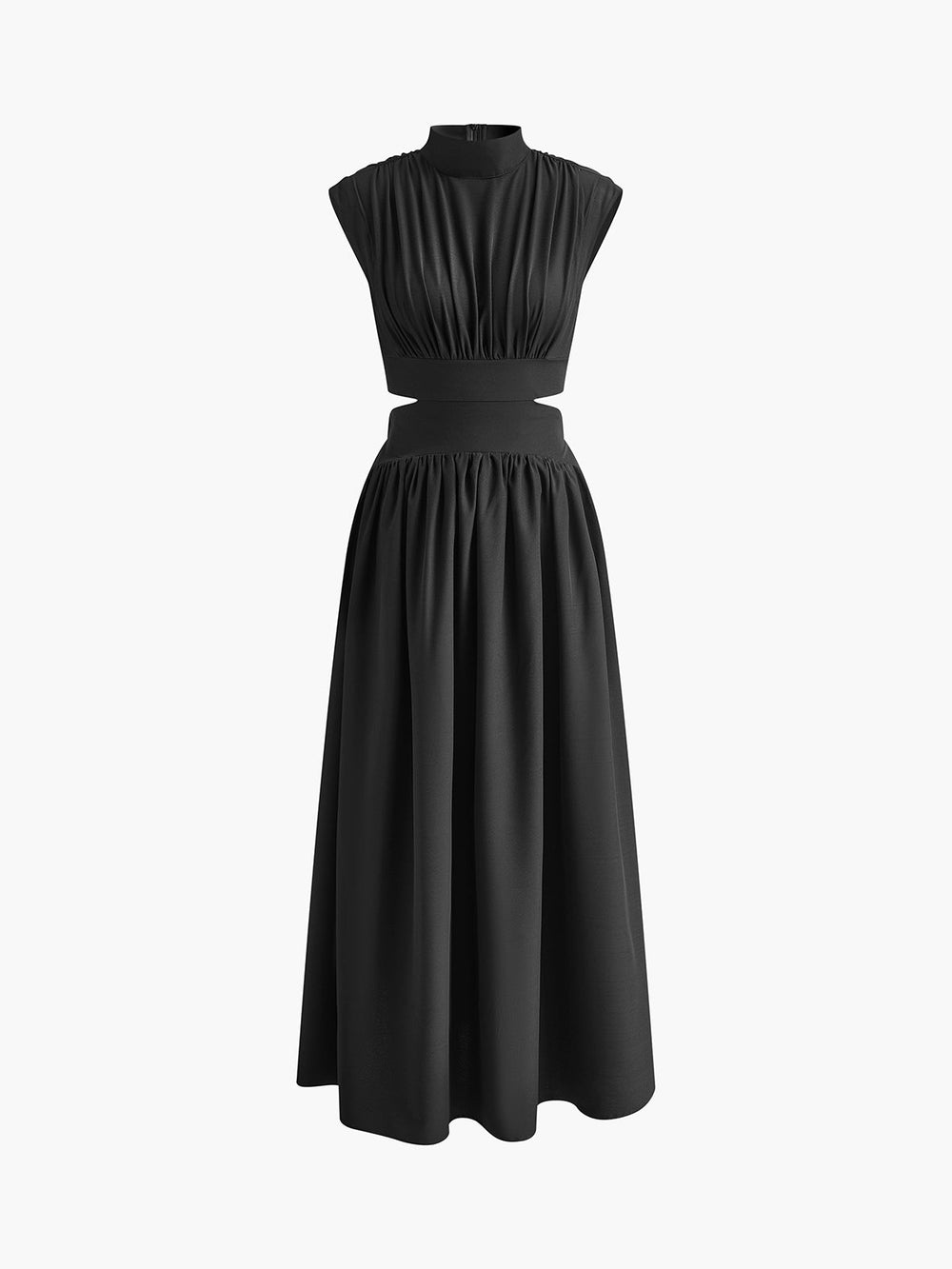 Rafaela | Lange mock neck jurk met cut out en hoge hals