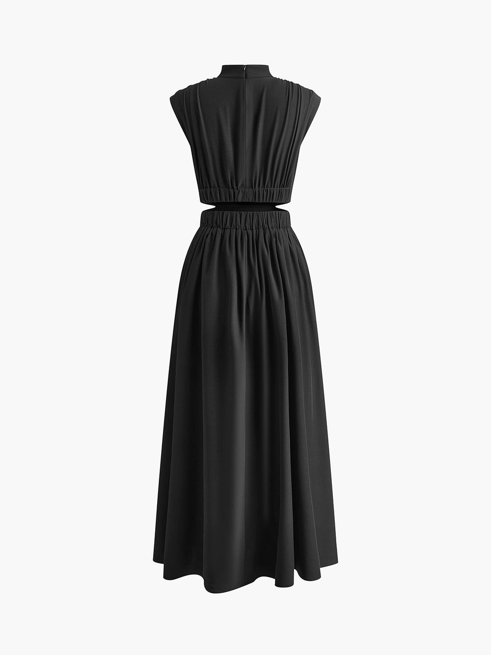 Rafaela | Lange mock neck jurk met cut out en hoge hals