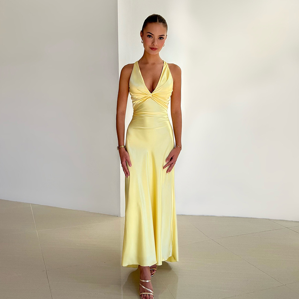 Zahara | Elegante Dames Mouwloze Avondjurk V-hals en Lange A-lijn