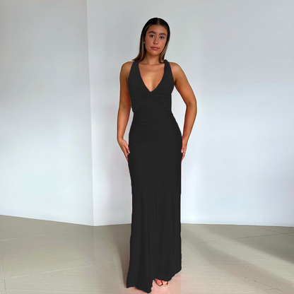 Zahara | Elegante Dames Mouwloze Avondjurk V-hals en Lange A-lijn