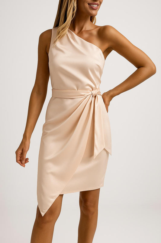 LUCY | One Shoulder Dames zomerJurk Met Tailleband