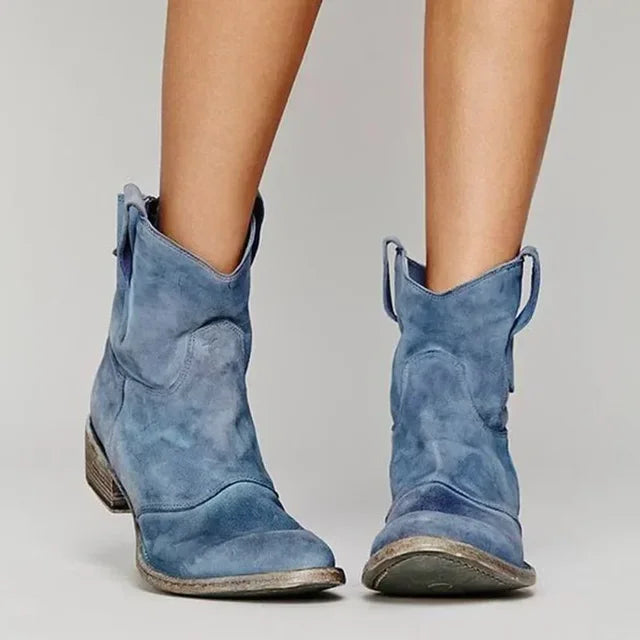Lize | Cowboy enkellaarsjes met borduurdetails en lage hak
