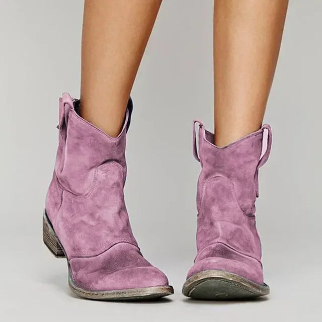 Lize | Cowboy enkellaarsjes met borduurdetails en lage hak