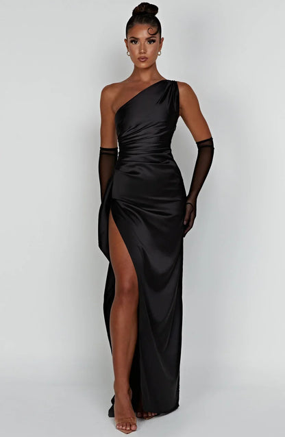JEMMA ™ | Elegante Satijnen Splitjurk met één Schouder