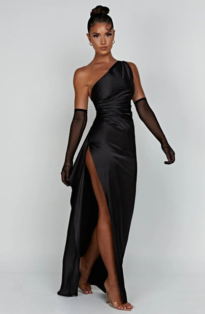 JEMMA ™ | Elegante Satijnen Splitjurk met één Schouder