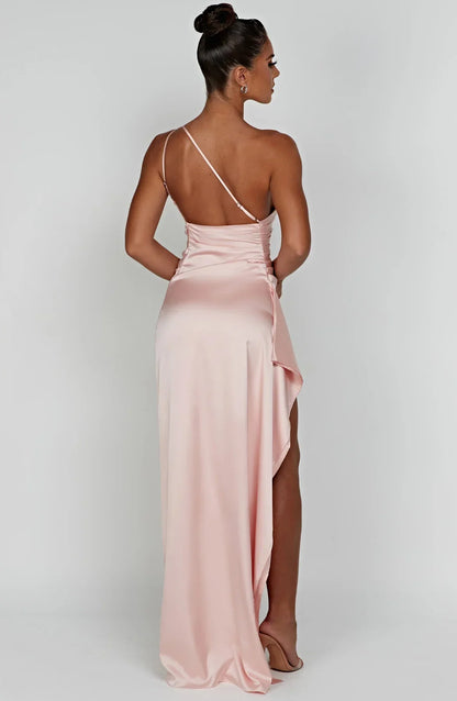 JEMMA ™ | Elegante Satijnen Splitjurk met één Schouder