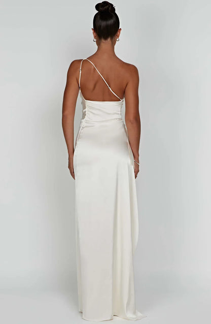 JEMMA ™ | Elegante Satijnen Splitjurk met één Schouder