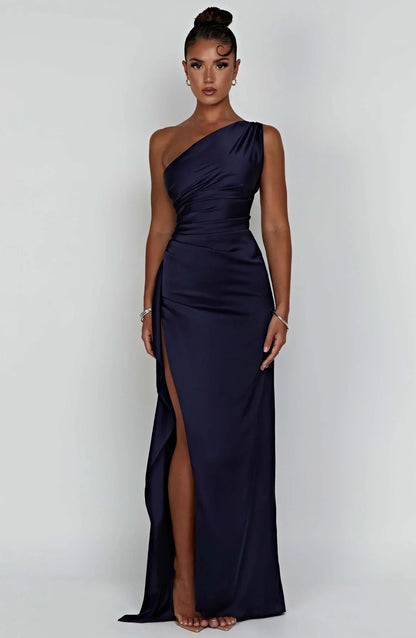 JEMMA ™ | Elegante Satijnen Splitjurk met één Schouder