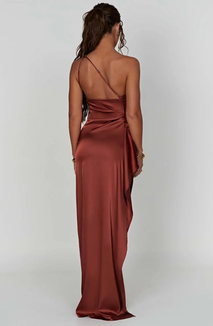 JEMMA ™ | Elegante Satijnen Splitjurk met één Schouder
