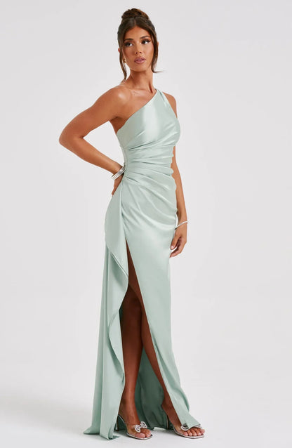 JEMMA ™ | Elegante Satijnen Splitjurk met één Schouder